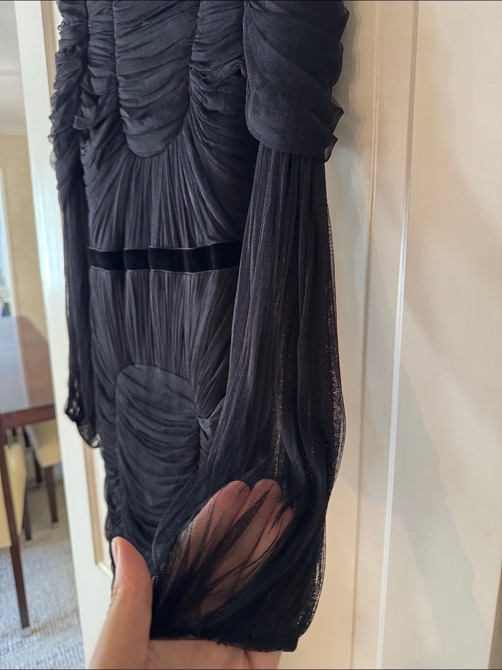 Tom Ford Black Ruched Long-Sleeve Midi Dress - Picture 11 of 16